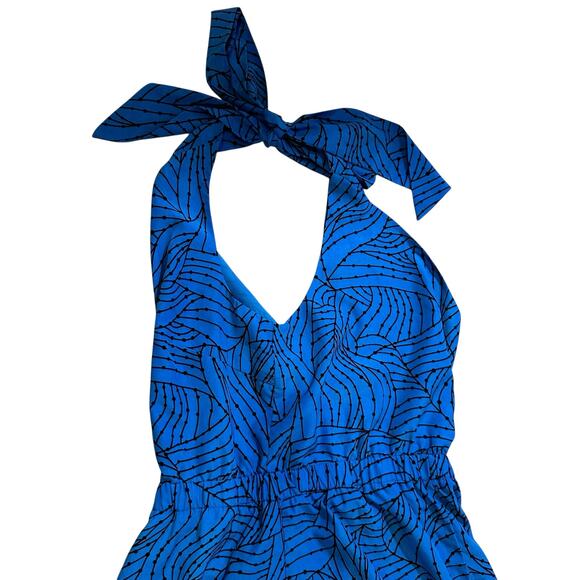 Ezra Womens Halter Neck Mini A Line Dress Blue Sz Medium Y2k Retro Boho Festival - Picture 3 of 10